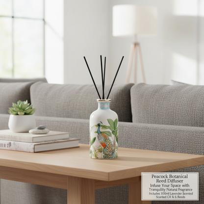 Lavender Reed Diffuser 100ml - Decorative Peacock Ceramic Bottle