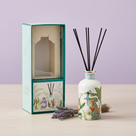 Lavender Reed Diffuser 100ml - Decorative Peacock Ceramic Bottle