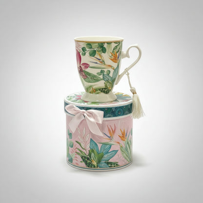 Creative Home & Kitchen 11oz Floral Mug With Bird of Paradise Gift Box & Tassel