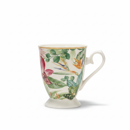 Creative Home & Kitchen 11oz Floral Mug With Bird of Paradise Gift Box & Tassel