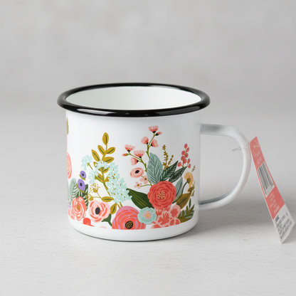 3pc Creative Home & Kitchen Floral Enamel Mug Set Vintage Farmhouse Coffee Cups