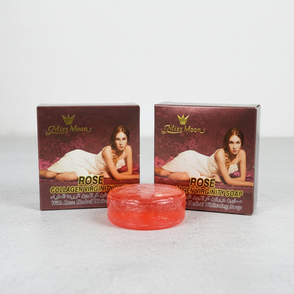 2 Pack Miss Moon Rose Collagen Virginity Soap Whitening Herbal Skin Tightening