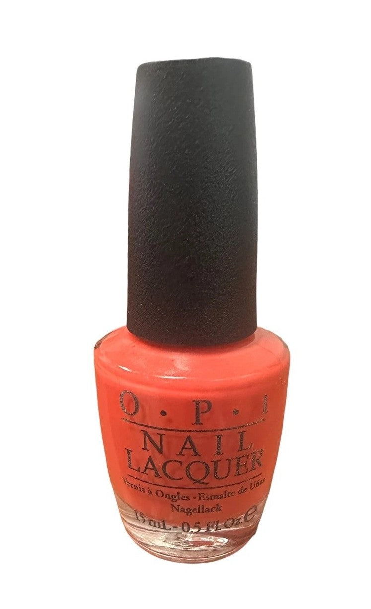 OPI Nail Lacquer I Eat Mainely Lobster | Opaque Bright Orange Crème Chip Resistant Nail Polish | Fast Drying, Streak Free