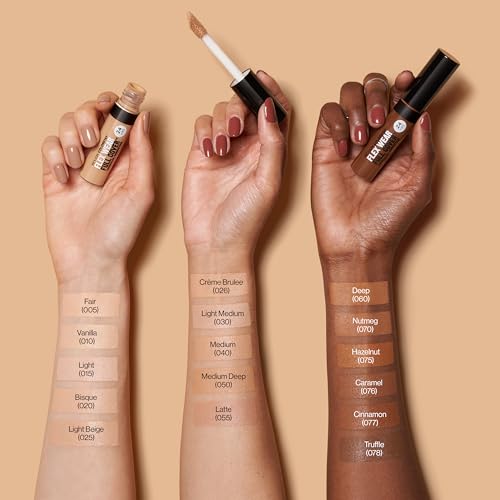 Revlon ColorStay Flex Wear, Full Cover Non-Creasing Concealer, Infused with Hyaluronic Acid & Vitamin E, Flexible Longwear, 070 Nutmeg, 0.34 Fl Oz