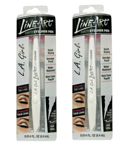 Pack of 2 L.A. Girl Line Art Matte Eyeliner Pen, Pure White GLE715