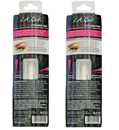 Pack of 2 L.A. Girl Line Art Matte Eyeliner Pen, Pure White GLE715