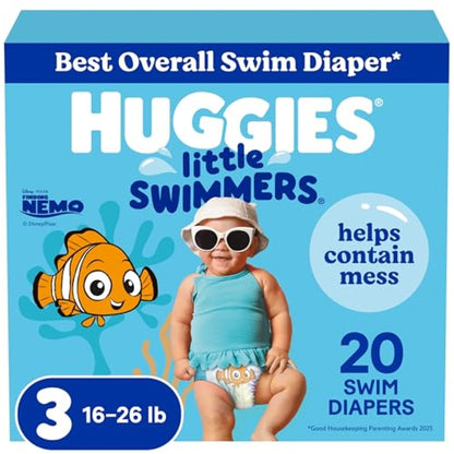 Huggies Little Swimmers Disposable Swim Diapers, Size 3 (16-26 lbs), 20 Ct