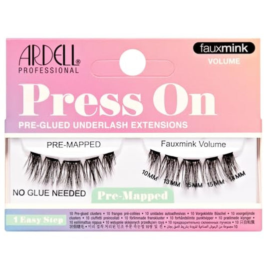 Ardell Press On Lashes Pre-Mapped DIY Lash Clusters - Fauxmink Volume, Pre-Glued Underlash, Easy to Apply False Eyelashes, Eyelash Extensions