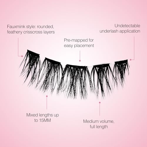 Ardell Press On Lashes Pre-Mapped DIY Lash Clusters - Fauxmink Volume, Pre-Glued Underlash, Easy to Apply False Eyelashes, Eyelash Extensions