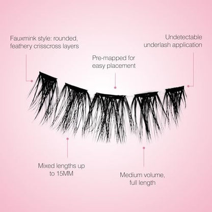 Ardell Press On Lashes Pre-Mapped DIY Lash Clusters - Fauxmink Volume, Pre-Glued Underlash, Easy to Apply False Eyelashes, Eyelash Extensions