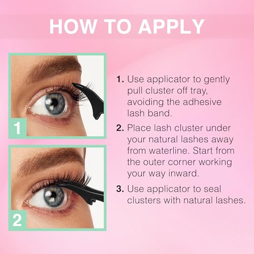 Ardell Press On Lashes Pre-Mapped DIY Lash Clusters - Fauxmink Volume, Pre-Glued Underlash, Easy to Apply False Eyelashes, Eyelash Extensions