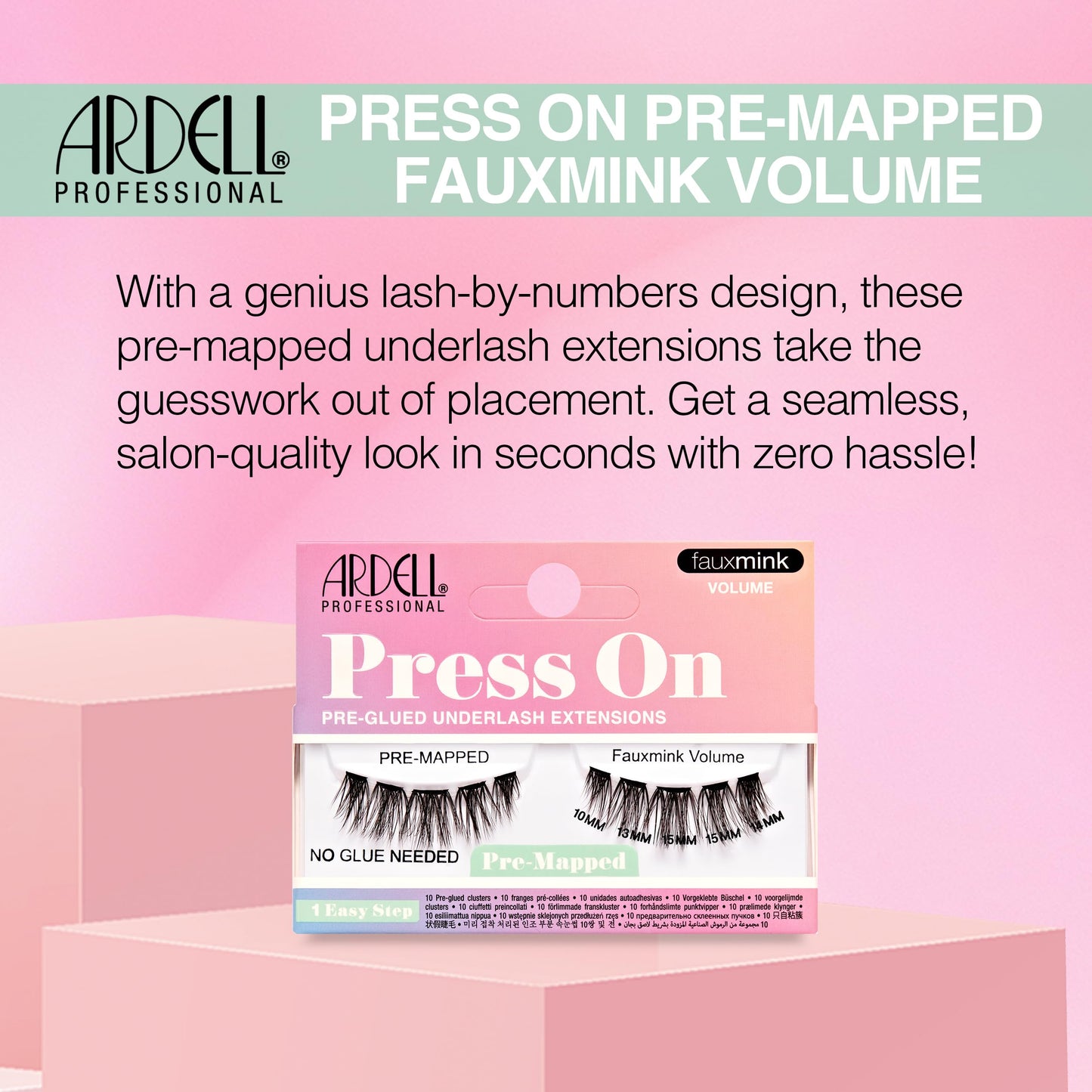 Ardell Press On Lashes Pre-Mapped DIY Clusters Fauxmink Volume 3PK Pre-Glued