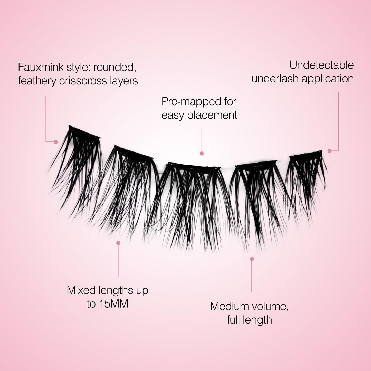 Ardell Press On Lashes Pre-Mapped DIY Clusters Fauxmink Volume 3PK Pre-Glued