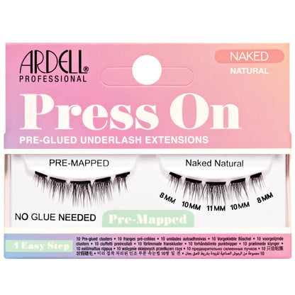 Ardell Press On Lashes Pre-Mapped DIY Lash Clusters - Naked Natural, Pre-Glued Underlash, Reusable False Eyelashes, Eyelash Extensions