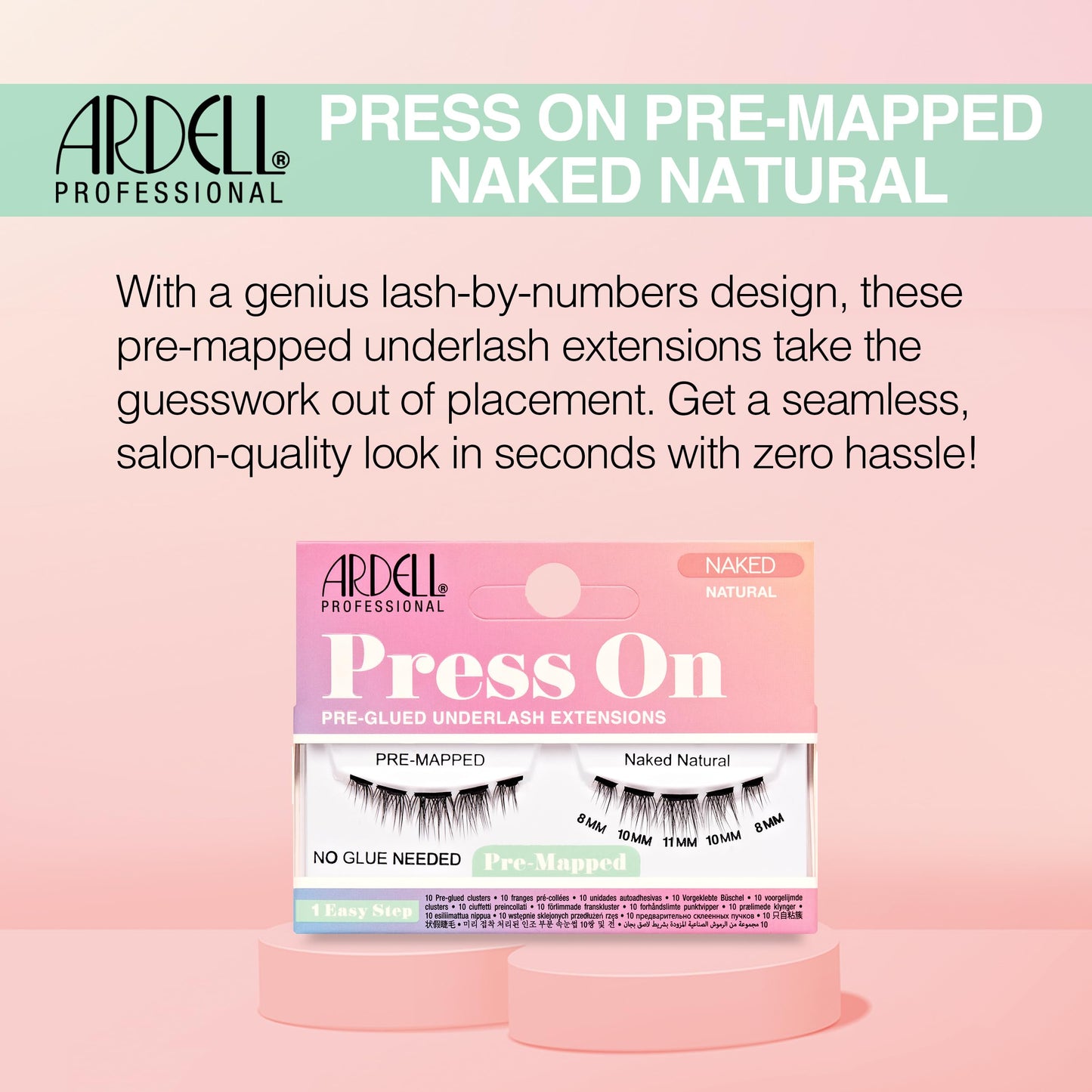 Ardell Press On Lashes Pre-Mapped DIY Lash Clusters - Naked Natural, Pre-Glued Underlash, Reusable False Eyelashes, Eyelash Extensions