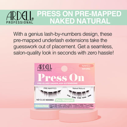 Ardell Press On Lashes Pre-Mapped DIY Lash Clusters - Naked Natural, Pre-Glued Underlash, Reusable False Eyelashes, Eyelash Extensions