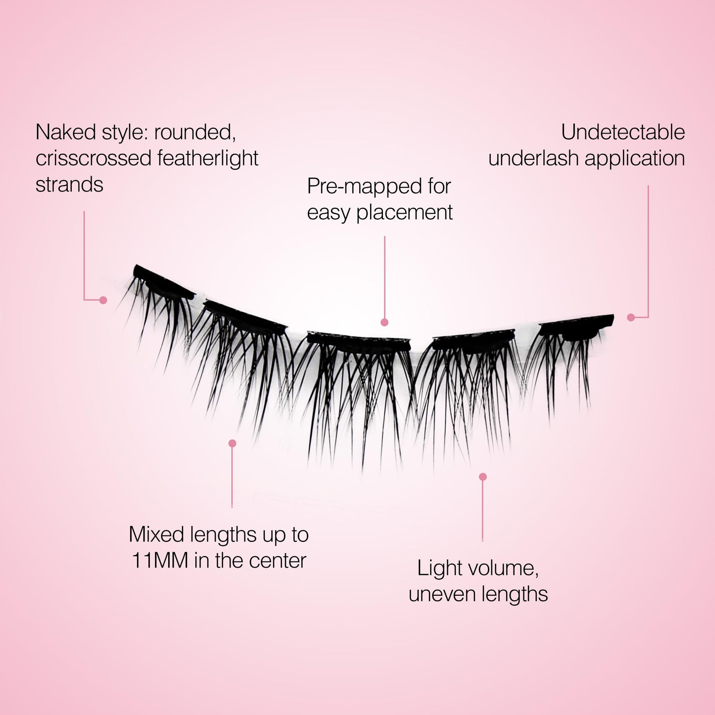 Ardell Press On Lashes Pre-Mapped DIY Lash Clusters - Naked Natural, Pre-Glued Underlash, Reusable False Eyelashes, Eyelash Extensions