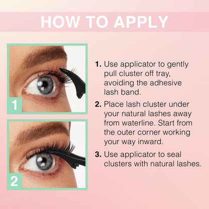 Ardell Press On Lashes Pre-Mapped DIY Lash Clusters - Naked Natural, Pre-Glued Underlash, Reusable False Eyelashes, Eyelash Extensions