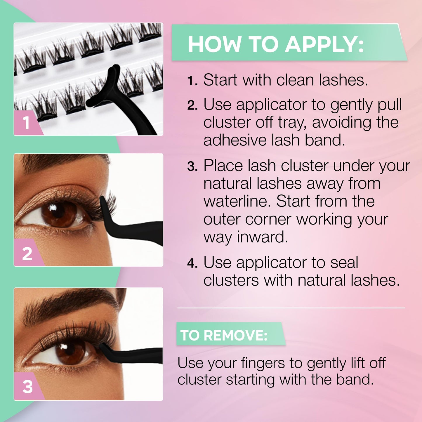 Ardell Naked Press On Underlash Lash Extensions Pre-Glued Natural Clusters 3 Pack
