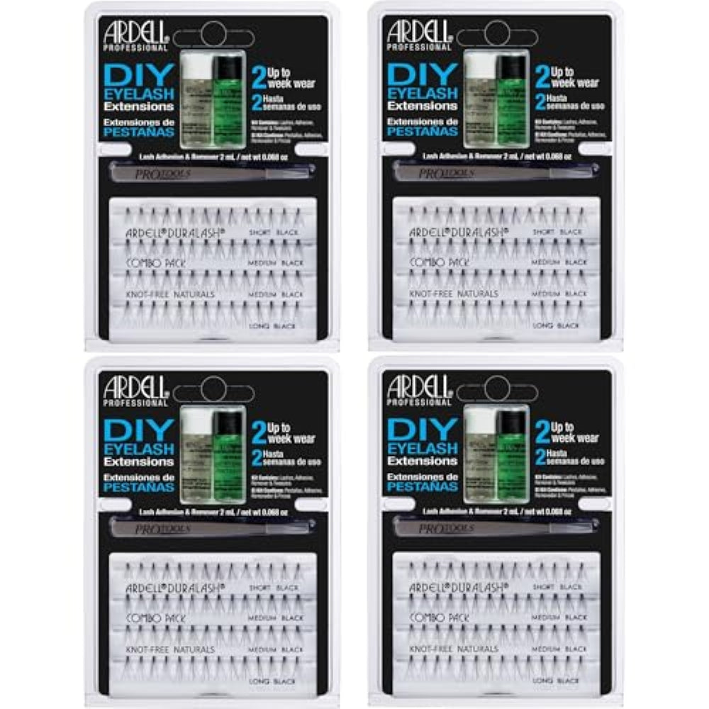 Ardell DIY Eyelash Extension Kit 4 Pack Duralash Knot-Free Individual Lashes Black