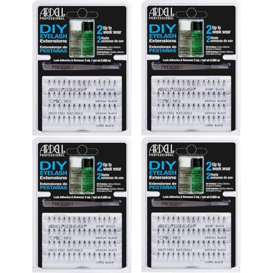 Ardell DIY Eyelash Extension Kit 4 Pack Duralash Knot-Free Individual Lashes Black