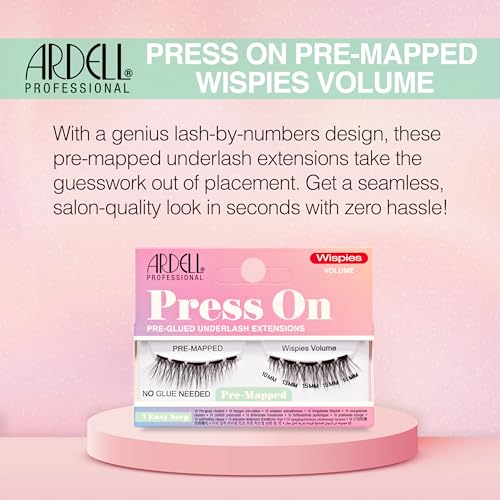 Ardell Press On Lashes Pre-Mapped DIY Lash Clusters - Wispies Volume, Pre-Glued Underlash, Natural Look False Eyelashes, Eyelash Extensions