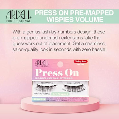 Ardell Press On Lashes Pre-Mapped DIY Lash Clusters - Wispies Volume, Pre-Glued Underlash, Natural Look False Eyelashes, Eyelash Extensions