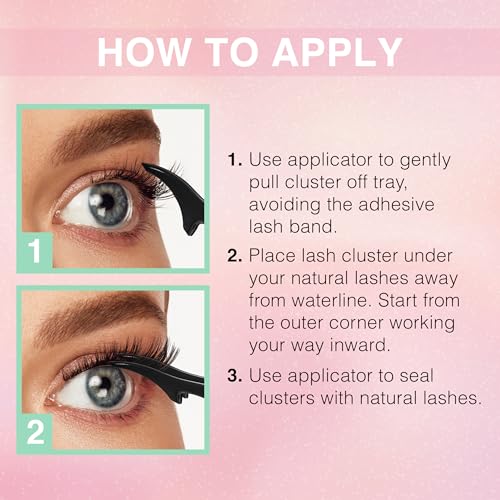 Ardell Press On Lashes Pre-Mapped DIY Lash Clusters - Wispies Volume, Pre-Glued Underlash, Natural Look False Eyelashes, Eyelash Extensions