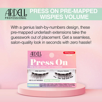 Ardell Press On Lashes Pre-Mapped DIY Lash Clusters - Wispies Volume, Pre-Glued Underlash, Natural Look False Eyelashes, Eyelash Extensions