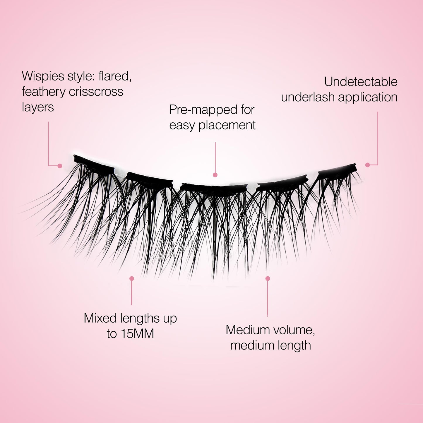Ardell Press On Lashes Pre-Mapped DIY Lash Clusters - Wispies Volume, Pre-Glued Underlash, Natural Look False Eyelashes, Eyelash Extensions