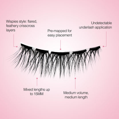 Ardell Press On Lashes Pre-Mapped DIY Lash Clusters - Wispies Volume, Pre-Glued Underlash, Natural Look False Eyelashes, Eyelash Extensions