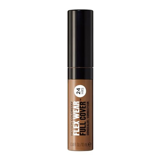 Revlon ColorStay Flex Wear, Full Cover Non-Creasing Concealer, Infused with Hyaluronic Acid & Vitamin E, Flexible Longwear, 076 Caramel, 0.34 Fl Oz