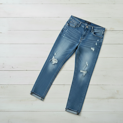 Kenneth Cole Jess Skinny Jeans Size 6 NWT Distressed Medium Wash 10 Rise 27 Ins
