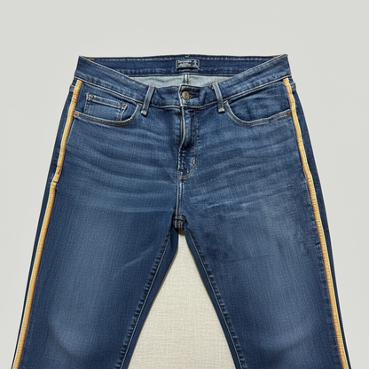 Abercrombie & Fitch Sz 28 High Rise Skinny Jeans Side Stripe Frayed Hem NWOT
