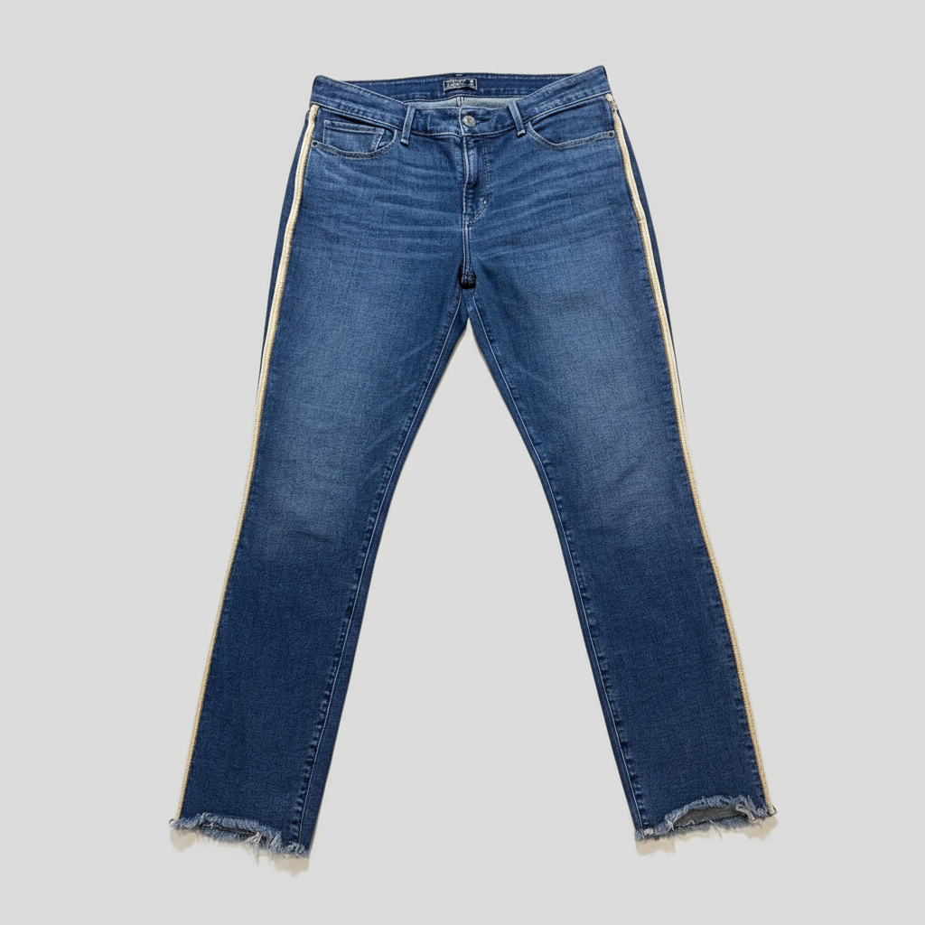 Abercrombie & Fitch Sz 28 High Rise Skinny Jeans Side Stripe Frayed Hem NWOT