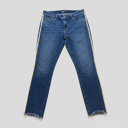 Abercrombie & Fitch Sz 28 High Rise Skinny Jeans Side Stripe Frayed Hem NWOT
