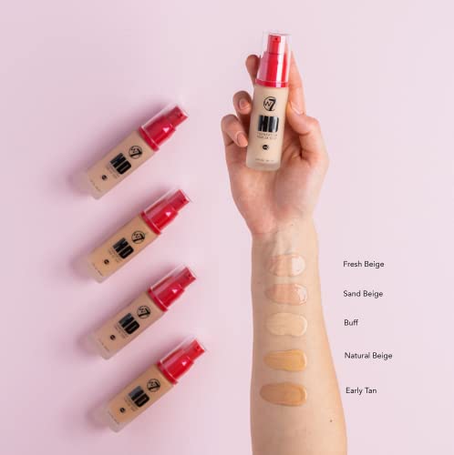 W7 | HD Foundation | Rich and Creamy Matte Formula | Medium Lasting Coverage | Available in 20 Shades | Fresh Beige | Cruelty Free, Vegan Liquid Foundation Makeup by W7 Cosmetics