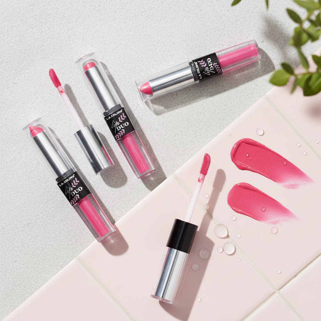 L.A. Colors Lip Duo CLG654 Pink Frenzy Lipstick & High Shine Gloss Brand New