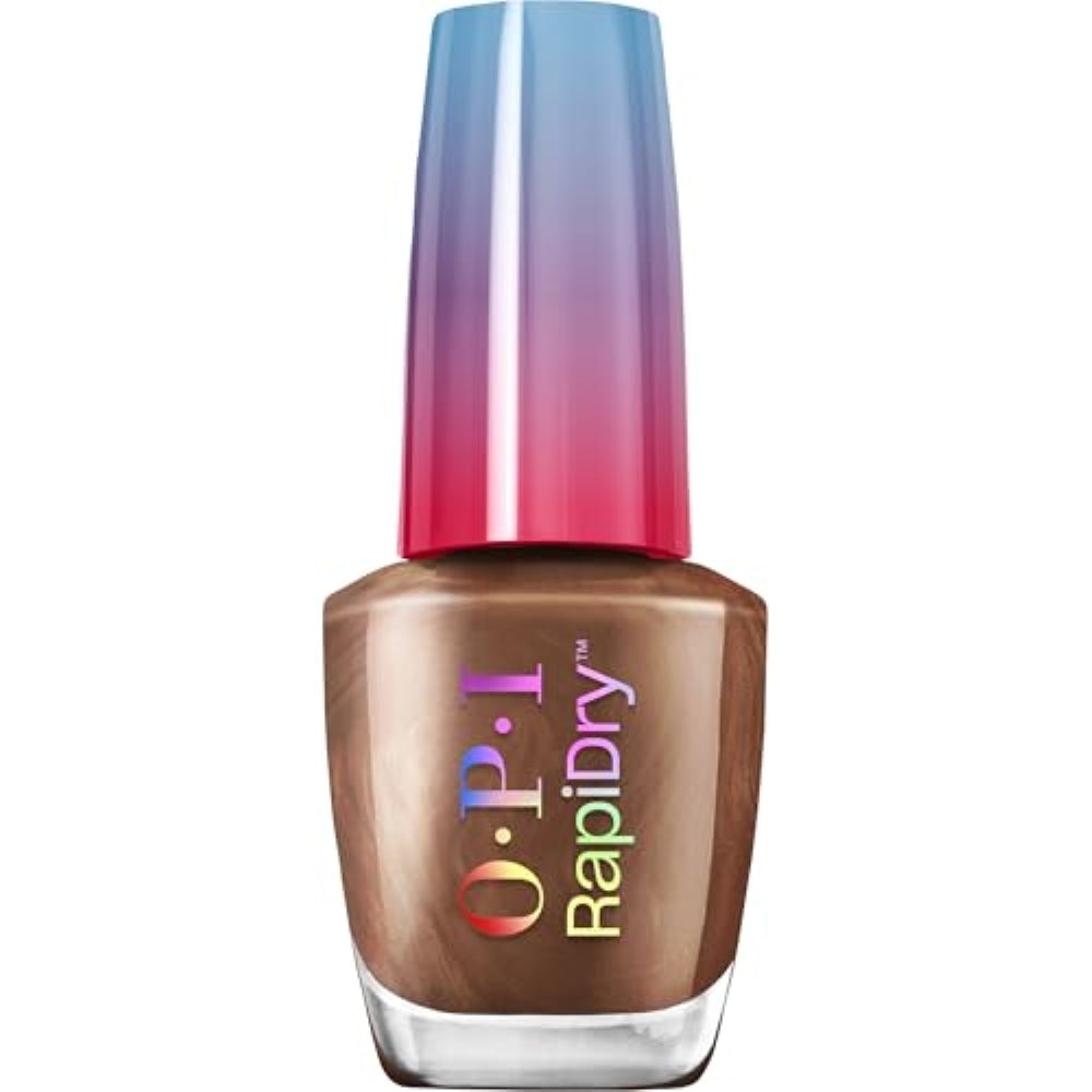 OPI RapiDry Awe of a Sudden | Opaque Dark Brown Shimmer Quick Dry Nail Polish | Vegan, Smudge Proof, Fast Drying