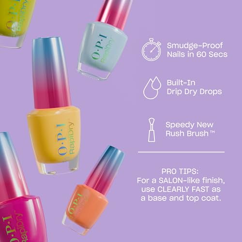 OPI RapiDry Proceed with (No) Caution | Opaque Bright Yellow Crème Quick Dry Nail Polish | Vegan, Smudge Proof, Fast Drying