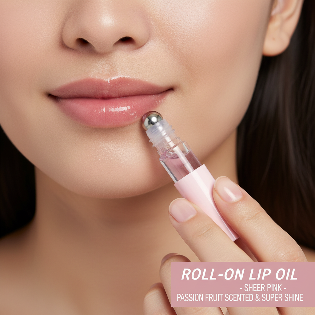 L.A. Colors Roll-On Lip Oil Passion Fruit Sheer Pink Hydrating Lip Gloss 0.21oz
