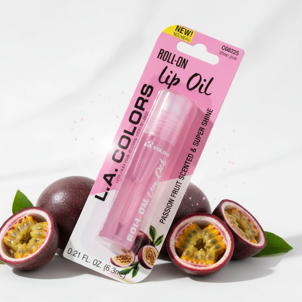 L.A. Colors Roll-On Lip Oil Passion Fruit Sheer Pink Hydrating Lip Gloss 0.21oz