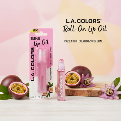 L.A. Colors Roll-On Lip Oil Passion Fruit Sheer Pink Hydrating Lip Gloss 0.21oz