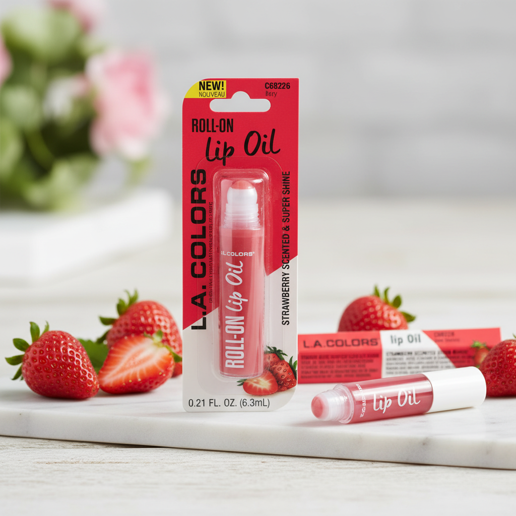 LA Colors Roll-On Lip Oil Sheer Berry Strawberry Scented 0.21oz Super Shine New