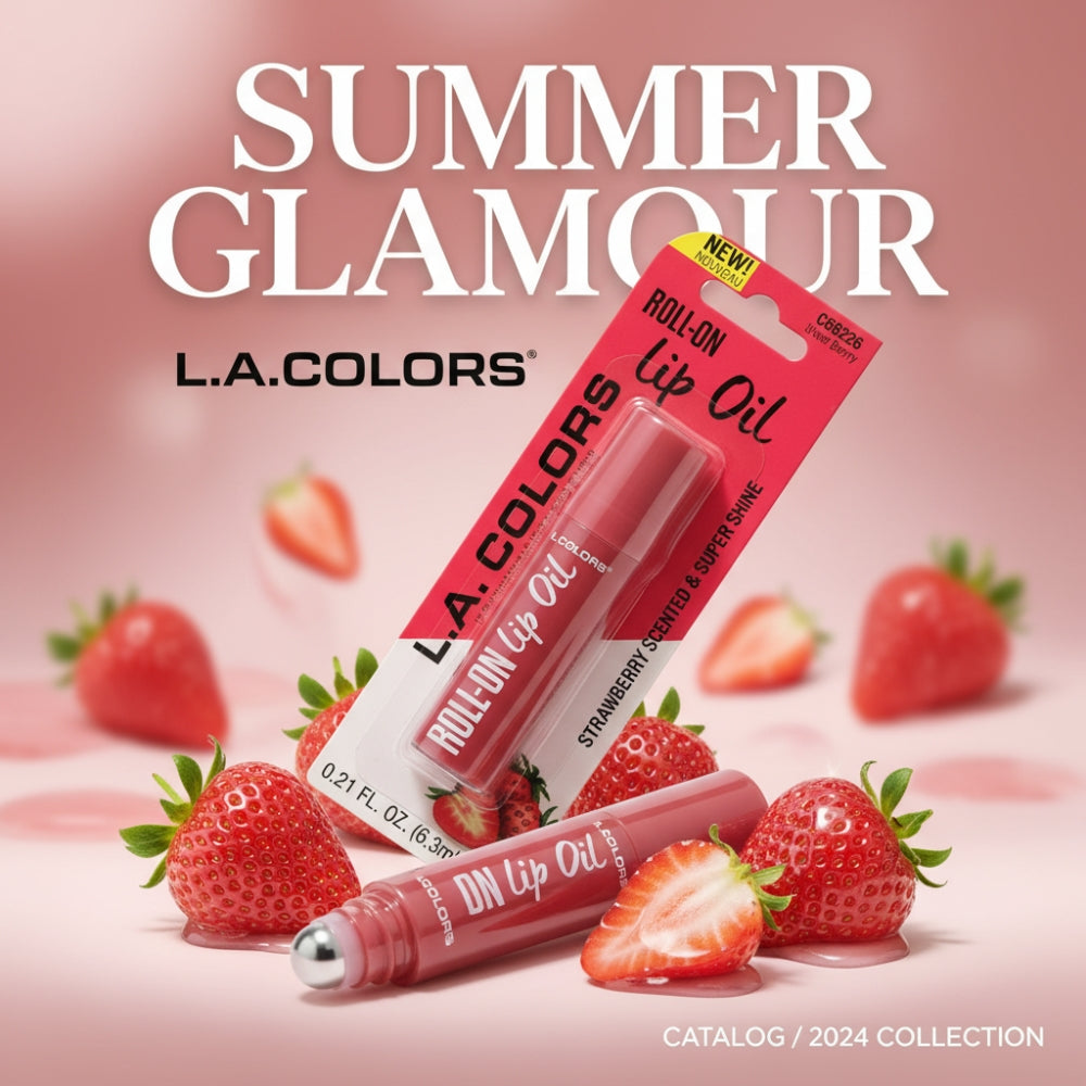 LA Colors Roll-On Lip Oil Sheer Berry Strawberry Scented 0.21oz Super Shine New