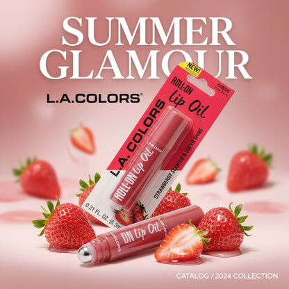 LA Colors Roll-On Lip Oil Sheer Berry Strawberry Scented 0.21oz Super Shine New