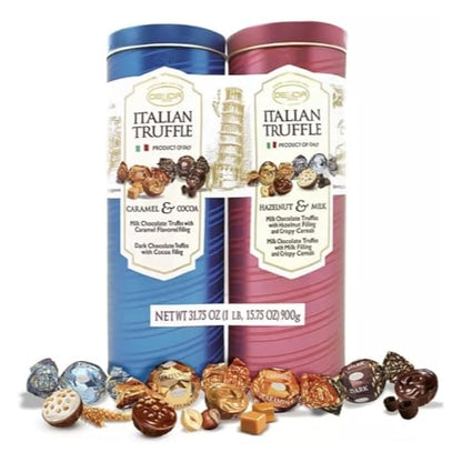 Delicia Italian Chocolate Truffles, Caramel & Cocoa, Hazelnut & Milk - 2 Pack - 31.75 Oz.