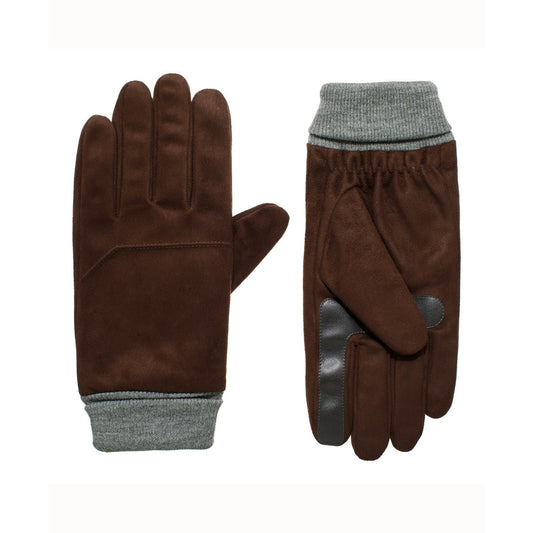 Isotoner Mens Brown Polyester Blend Slip On Fleece Lining Water Resistant Gloves M