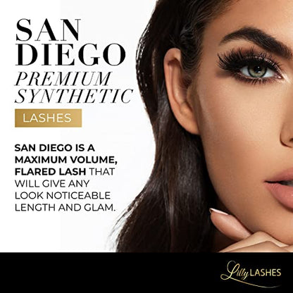 Lilly Lashes Premium Synthetic Lashes San Diego | Fake Eyelashes Natural Look | Flare Lash | Full Bodied Look | False Lashes | Vegan Strip Lash | Reusable Up to 10 Wears | 15mm