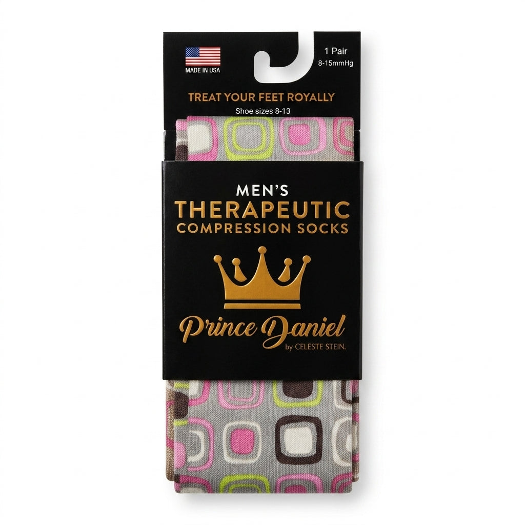 Prince Daniel Men's Therapeutic Compression Sock, Dot Art, 8-15 mmHg, Mild